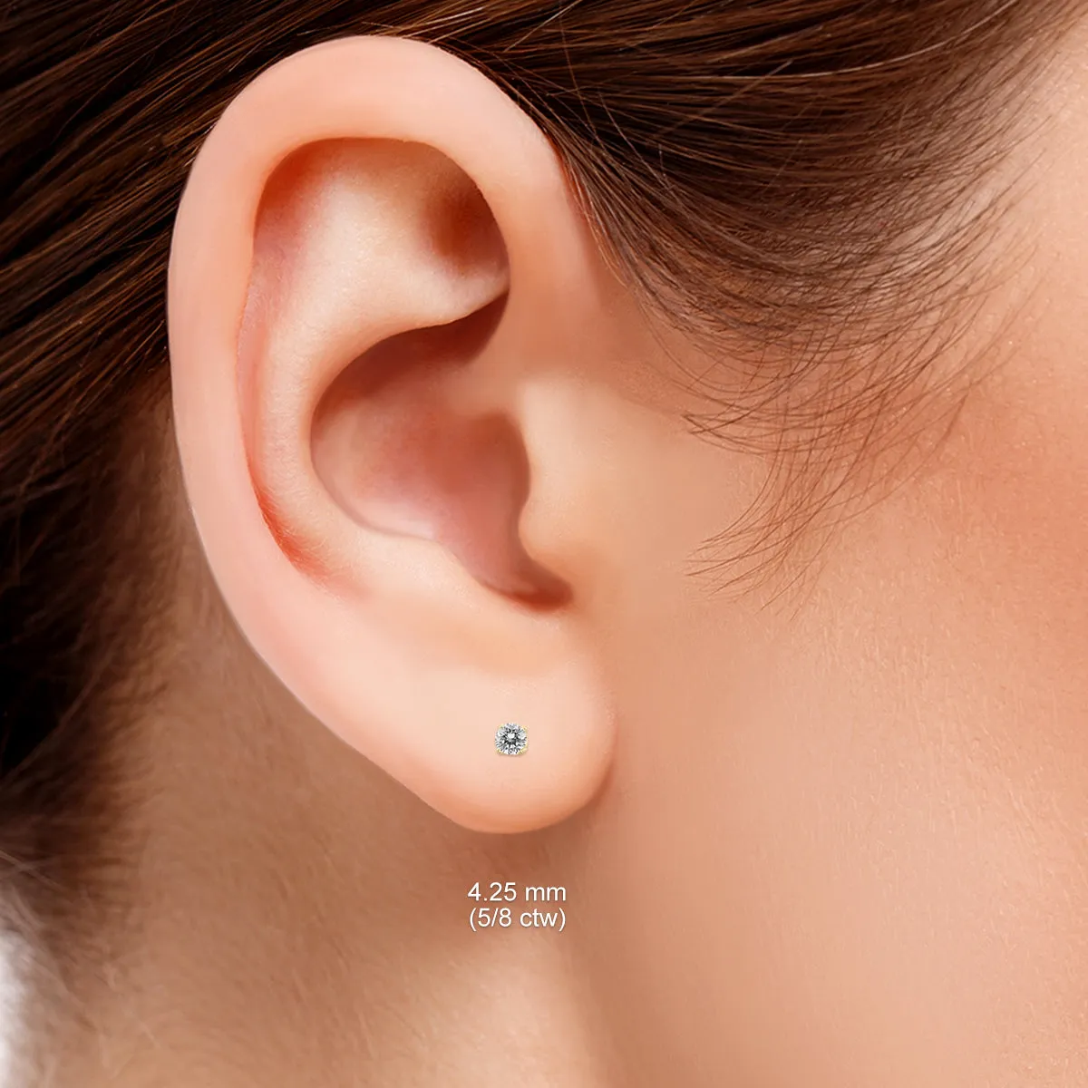 5/8 Carat Tw Diamond Studs In 14K Yellow Gold Push Back Settings