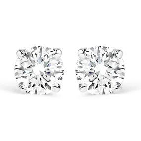 .925 Sterling Silver 1/2 Cttw Round Brilliant-Cut Near Colorless Diamond Classic 4-Prong Stud Earrings
