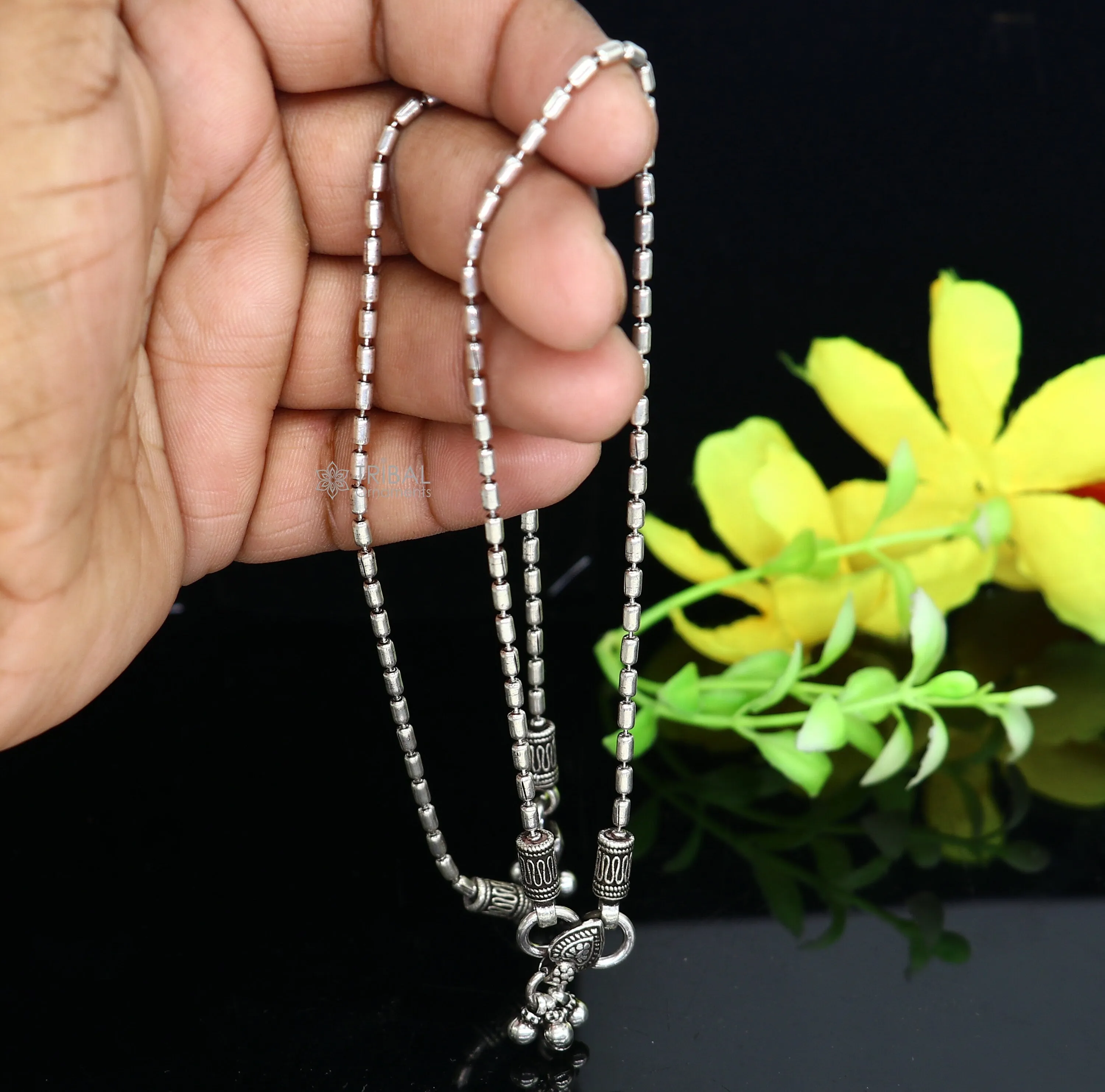 925 sterling silver beaded/ball chain anklet bracelet amazing light weight functional fancy anklets belly dance silver jewelry ank584
