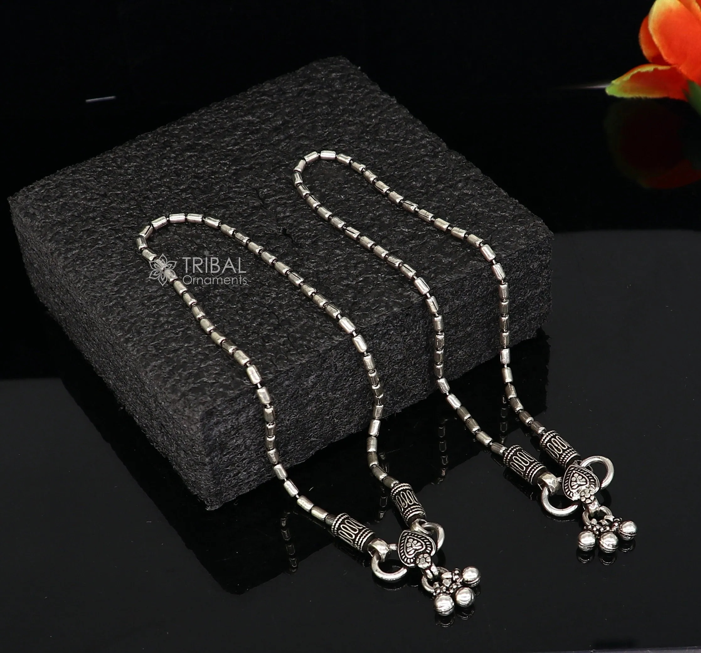 925 sterling silver beaded/ball chain anklet bracelet amazing light weight functional fancy anklets belly dance silver jewelry ank584