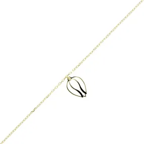 925 Sterling Silver Gold Plated Plain Tulip Flower Anklet  Bracelet - IT-N13-AS-A