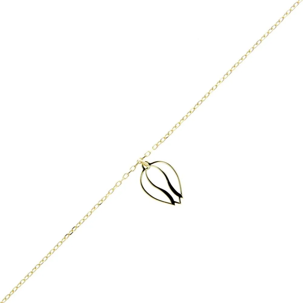 925 Sterling Silver Gold Plated Plain Tulip Flower Anklet  Bracelet - IT-N13-AS-A