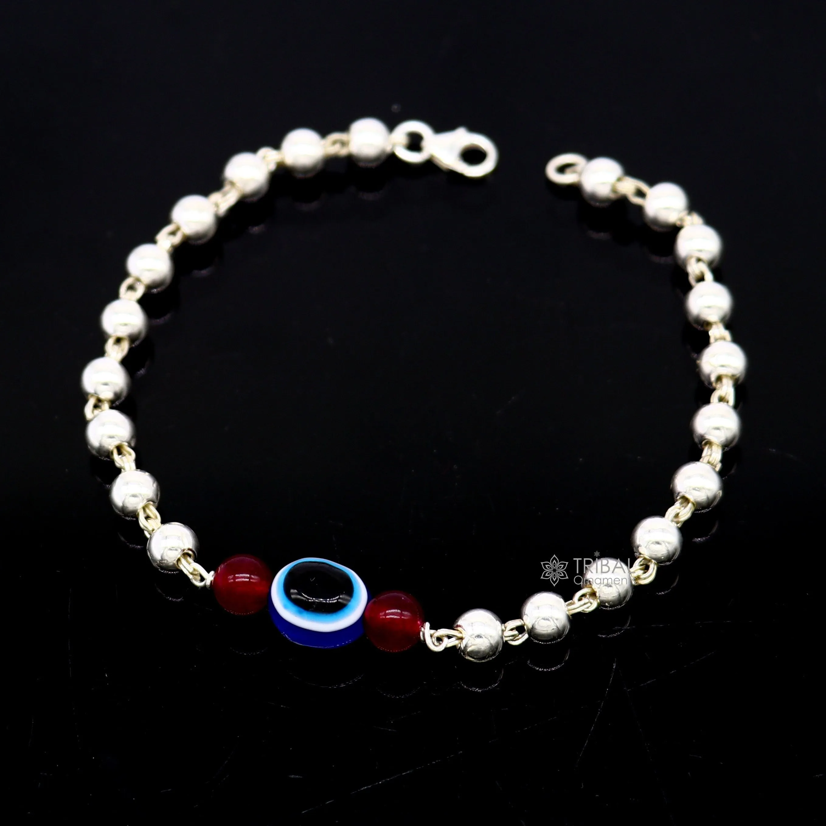 925 sterling silver handmade silver beaded evil eye bracelet, amazing stylish unisex cultural trendy bracelet all sizes jewelry sbr469