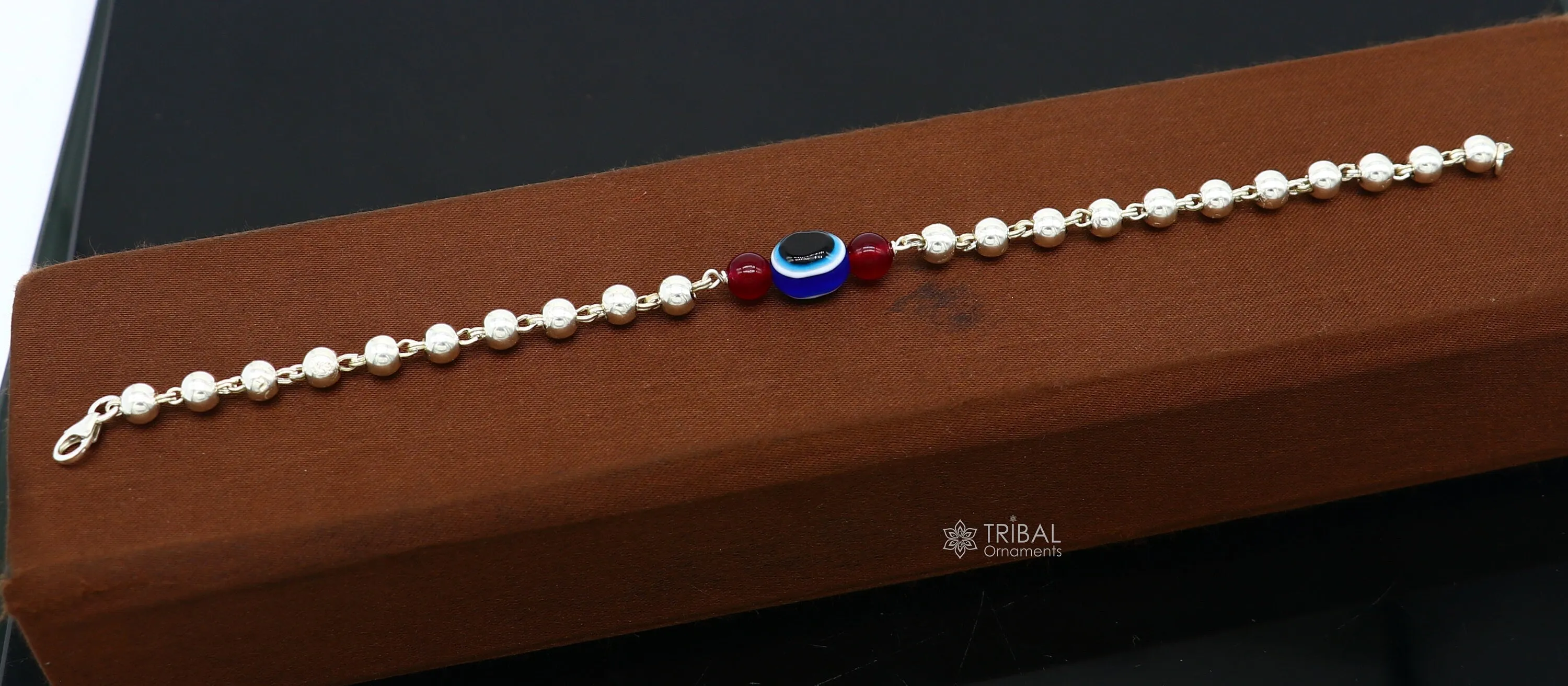 925 sterling silver handmade silver beaded evil eye bracelet, amazing stylish unisex cultural trendy bracelet all sizes jewelry sbr469