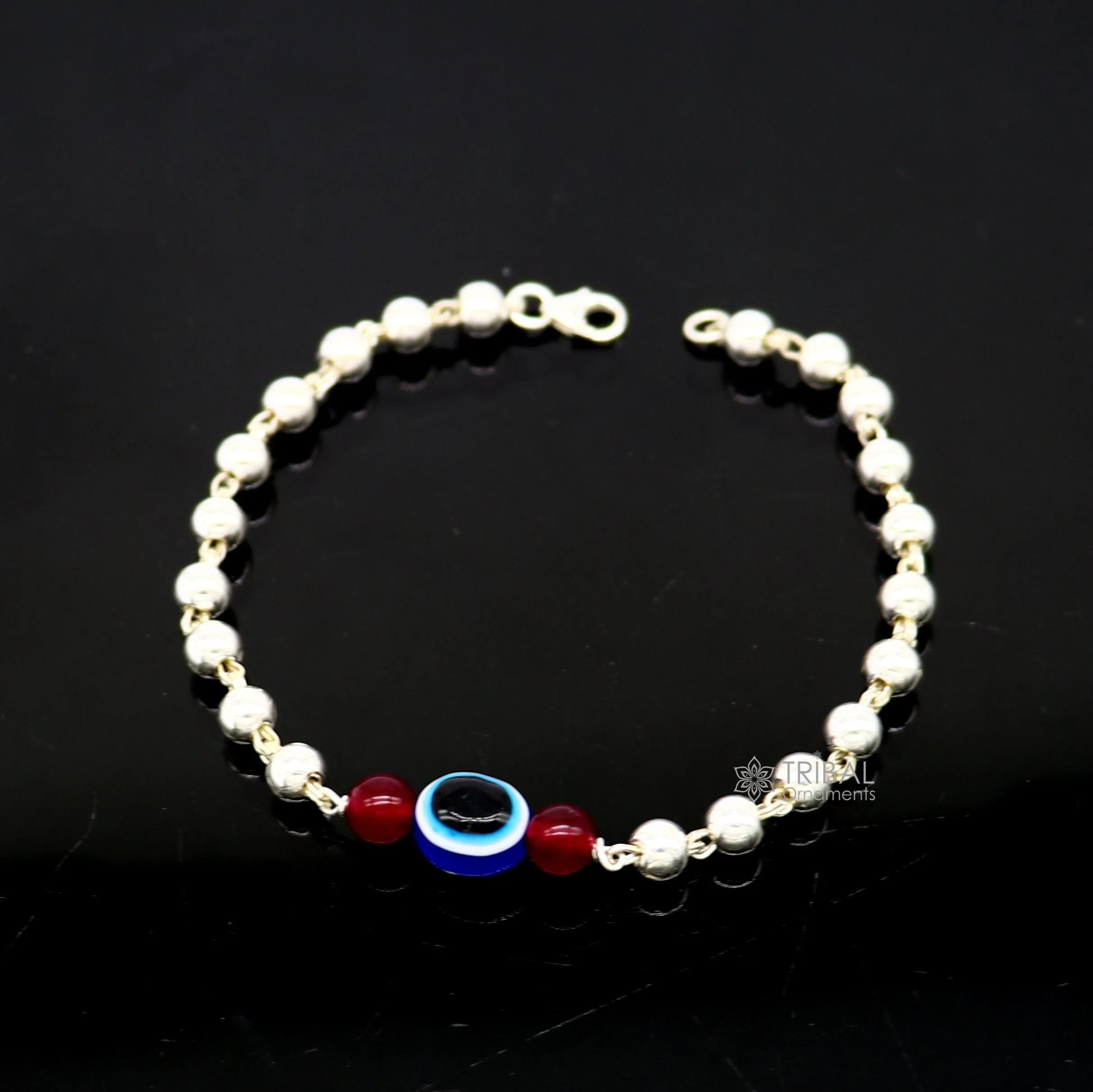 925 sterling silver handmade silver beaded evil eye bracelet, amazing stylish unisex cultural trendy bracelet all sizes jewelry sbr469