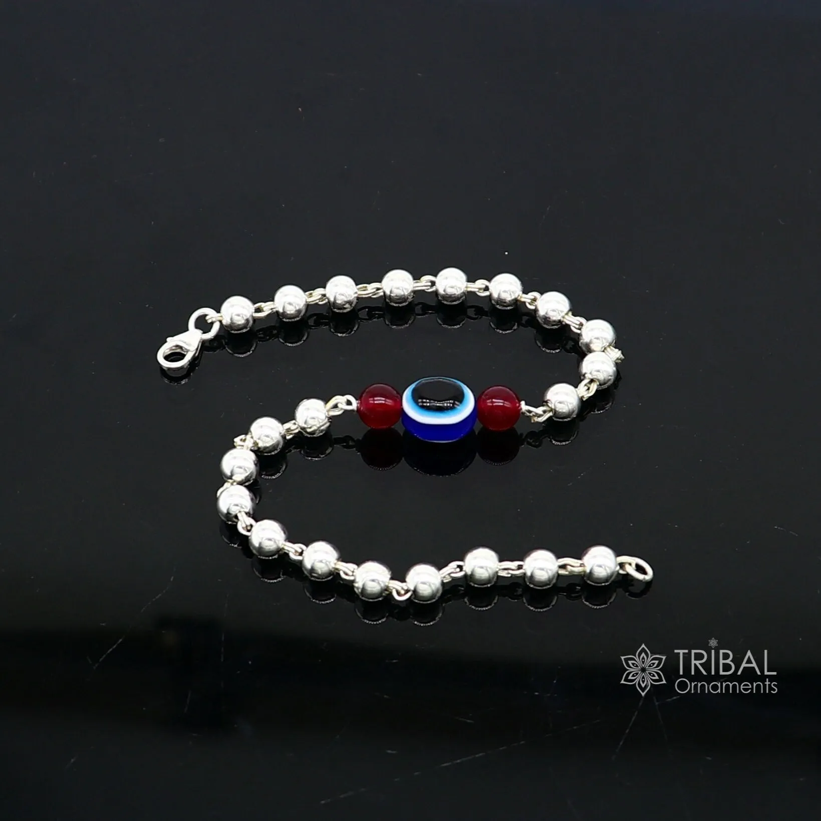 925 sterling silver handmade silver beaded evil eye bracelet, amazing stylish unisex cultural trendy bracelet all sizes jewelry sbr469