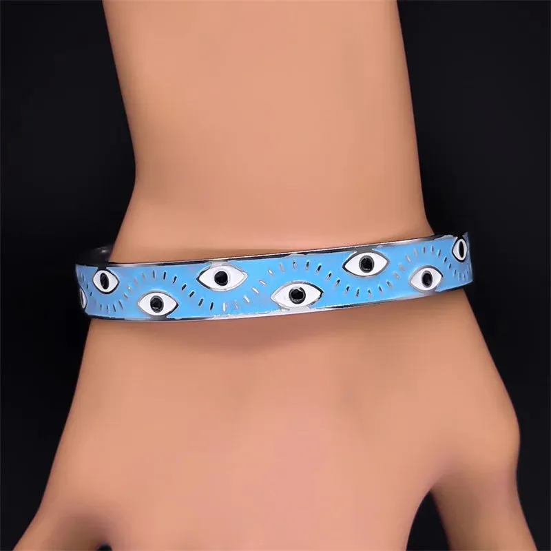 Aesthetic Turkey Eye Enamel Bracelets for Women Men