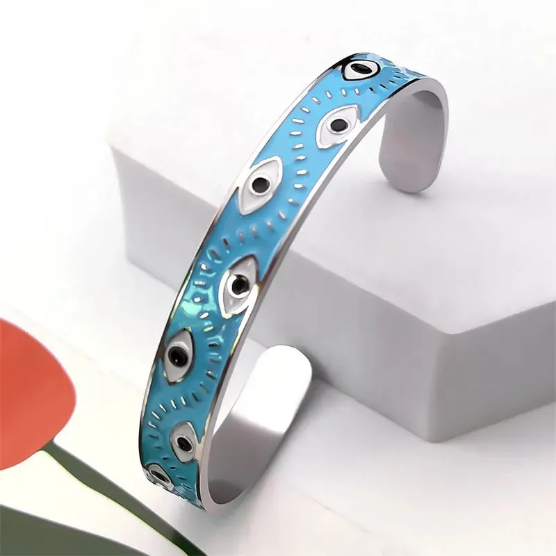 Aesthetic Turkey Eye Enamel Bracelets for Women Men