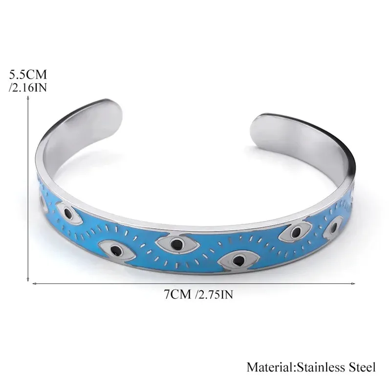 Aesthetic Turkey Eye Enamel Bracelets for Women Men