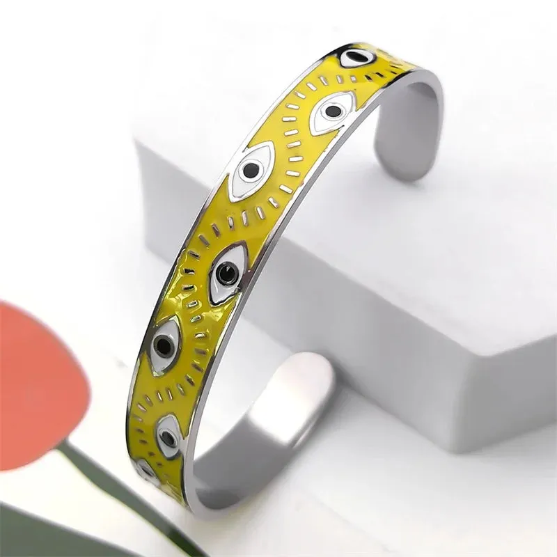 Aesthetic Turkey Eye Enamel Bracelets for Women Men