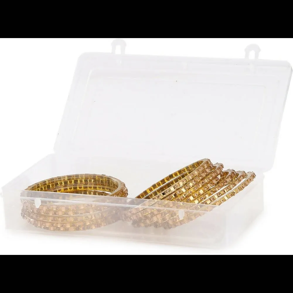 Afast Bridal Wedding & Party Fashionable Colorful Glass Bangle/Kada Set, Pack Of 12 - Yellow