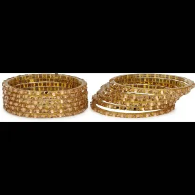 Afast Bridal Wedding & Party Fashionable Colorful Glass Bangle/Kada Set, Pack Of 12 - Yellow