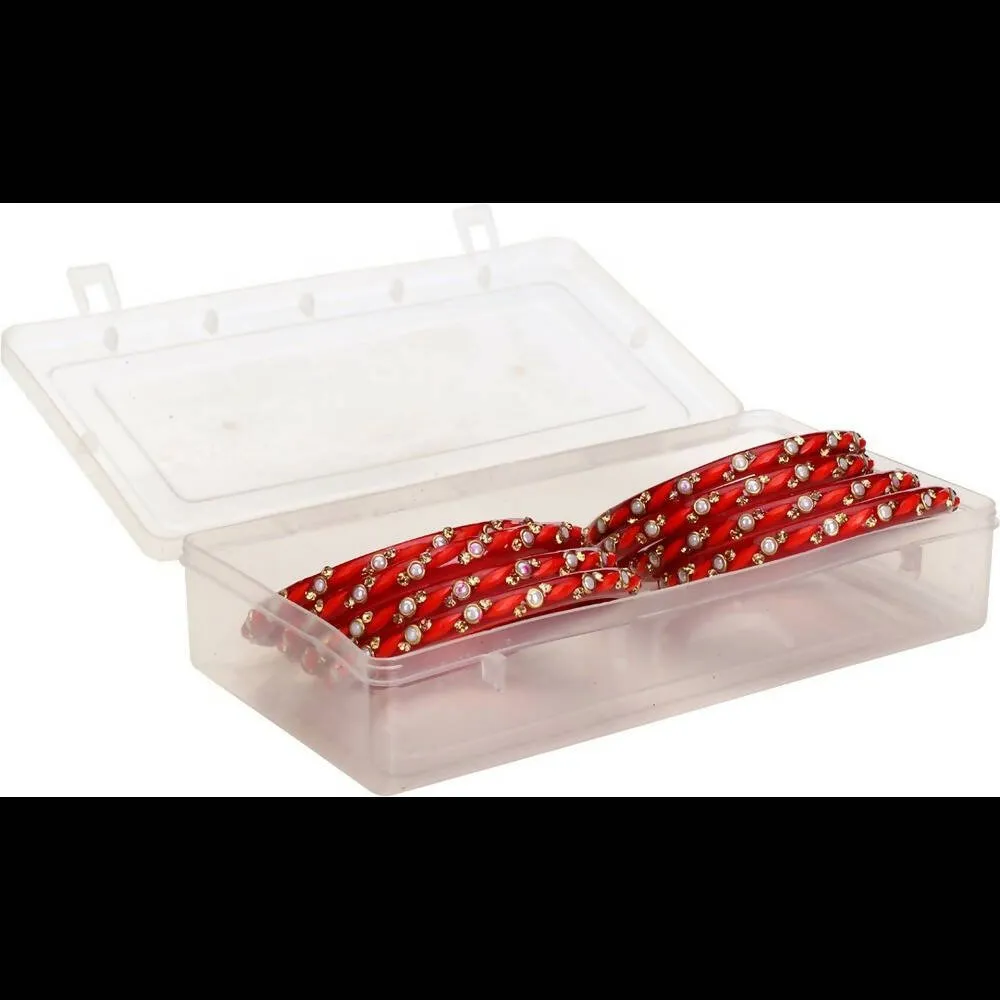 Afast Bridal Wedding & Party Fashionable Colorful Glass Bangle/Kada Set, Pack Of 16 - Red