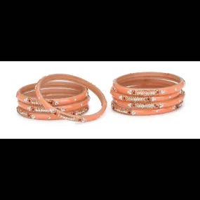 Afast Bridal Wedding & Party Fashionable Colorful Glass Bangle/Kada Set, Pack Of 8 - Pink
