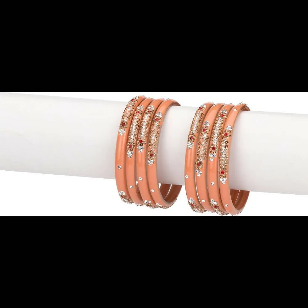 Afast Bridal Wedding & Party Fashionable Colorful Glass Bangle/Kada Set, Pack Of 8 - Pink