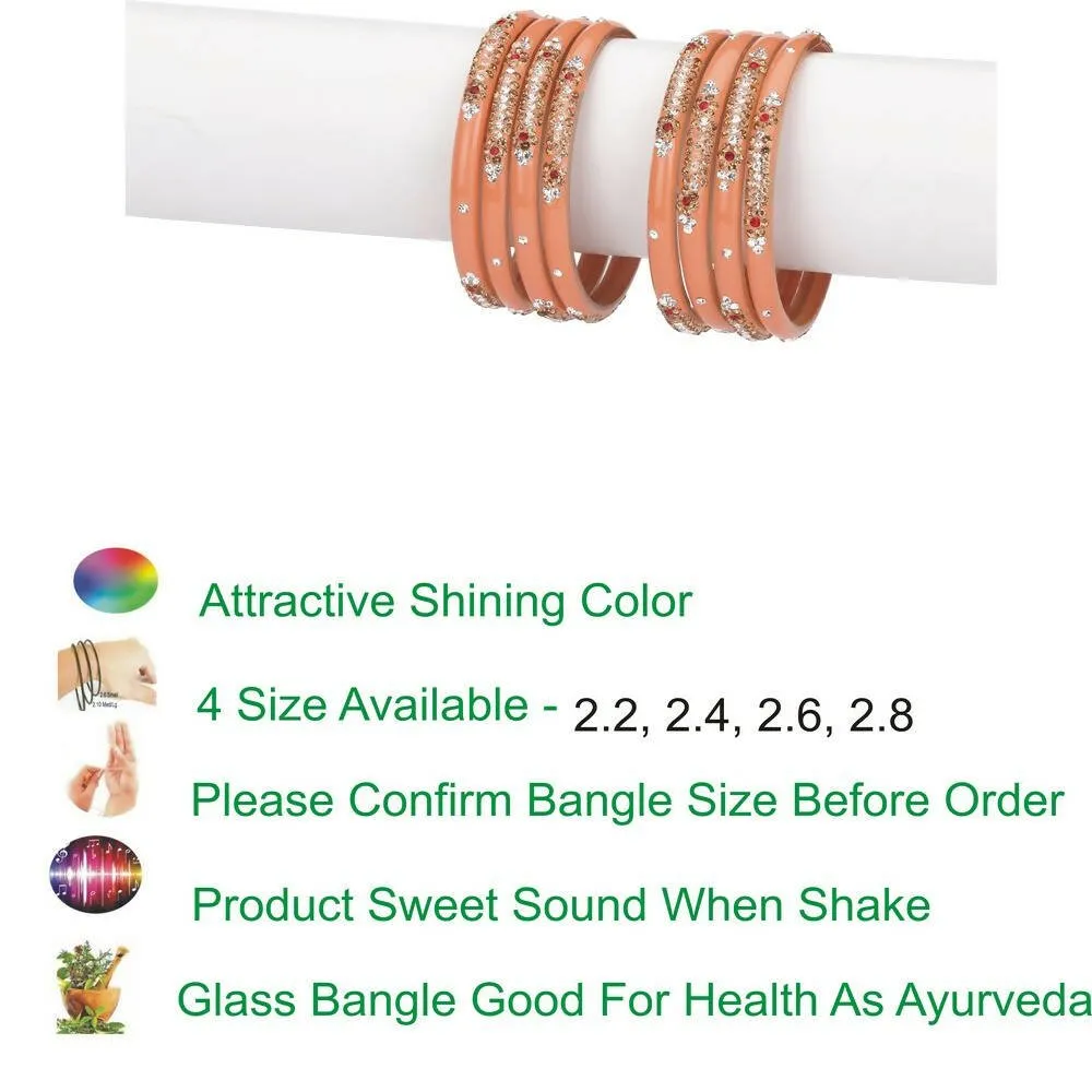 Afast Bridal Wedding & Party Fashionable Colorful Glass Bangle/Kada Set, Pack Of 8 - Pink