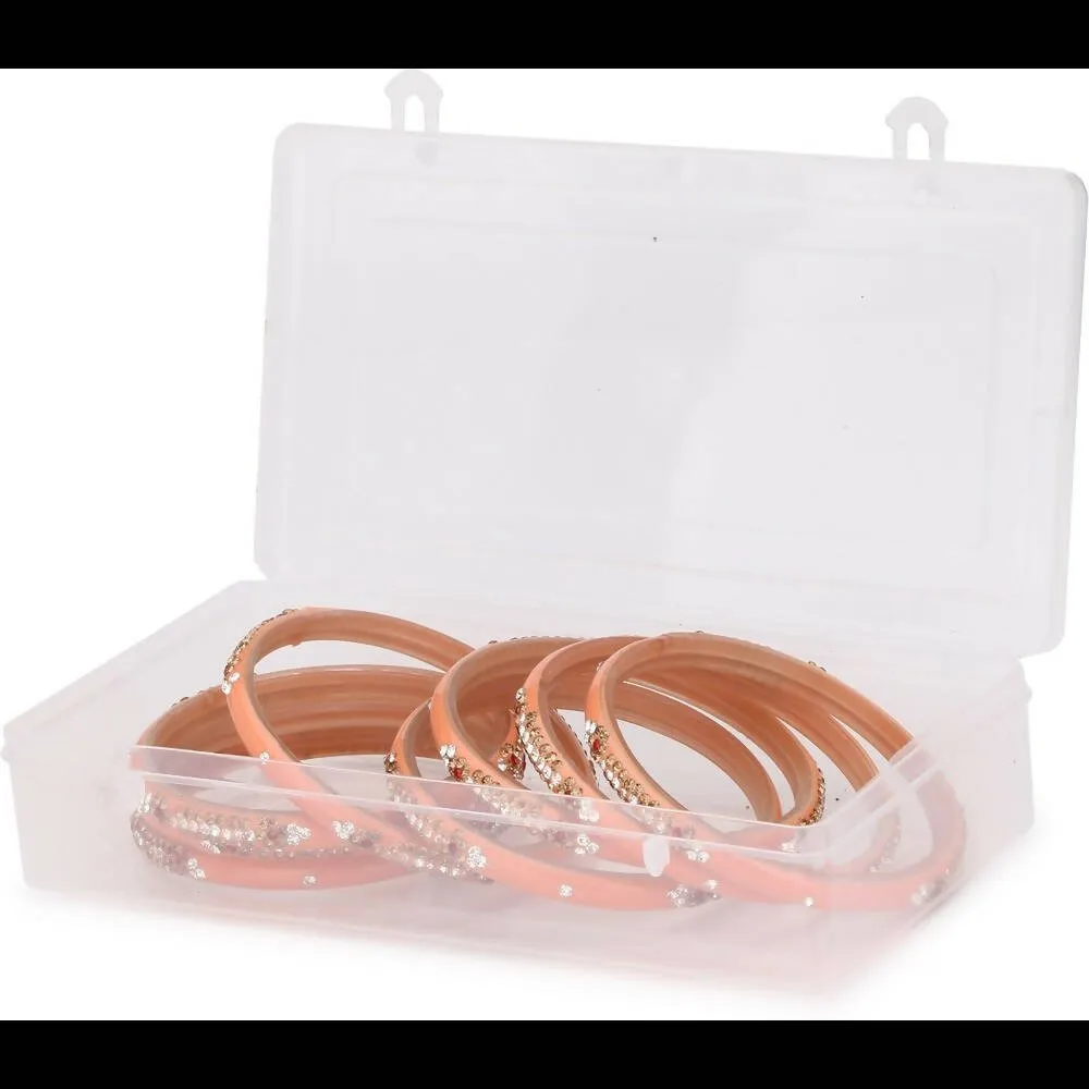 Afast Bridal Wedding & Party Fashionable Colorful Glass Bangle/Kada Set, Pack Of 8 - Pink