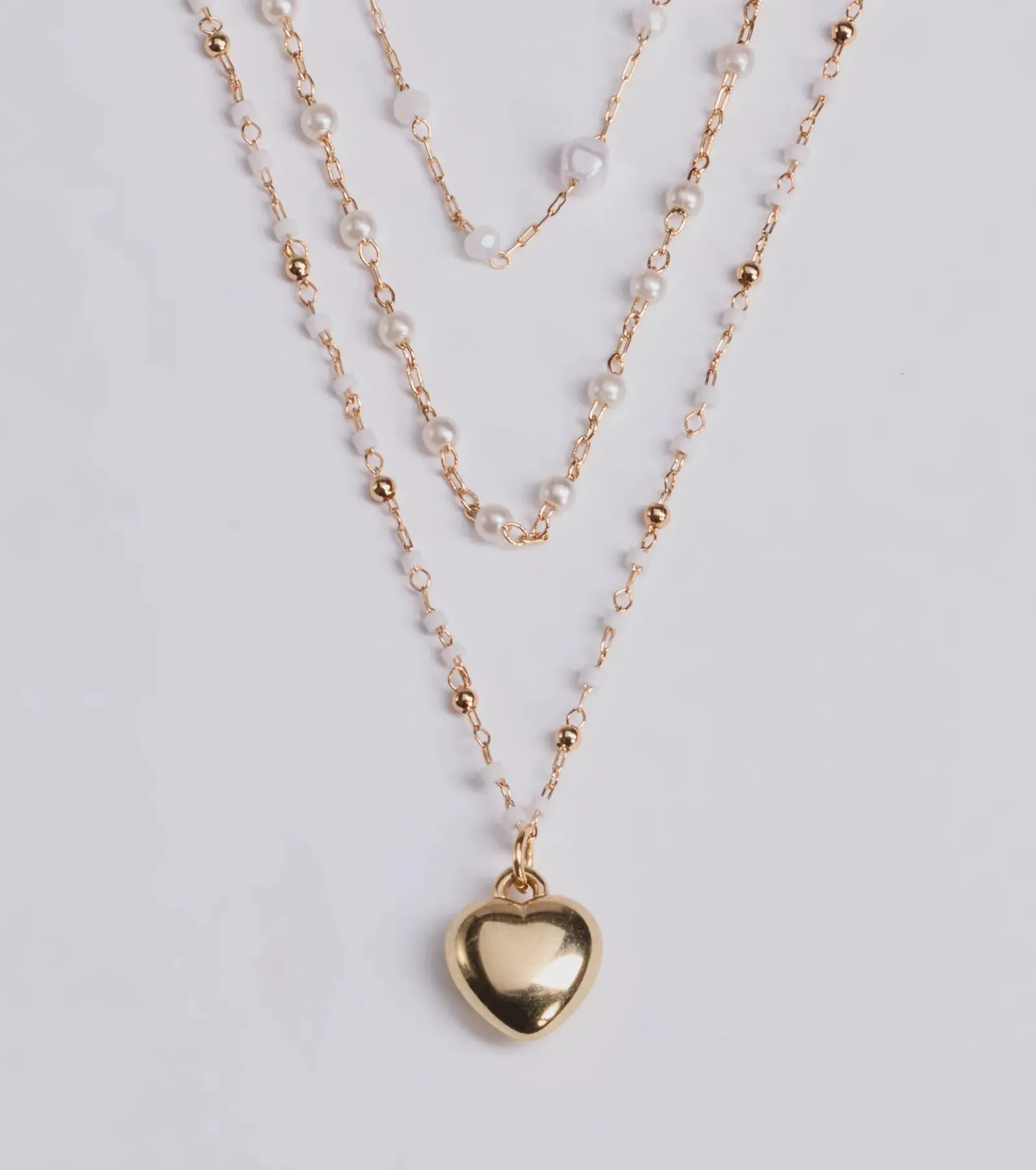 All My Heart Faux Pearl Lariat Pendant Necklace Set