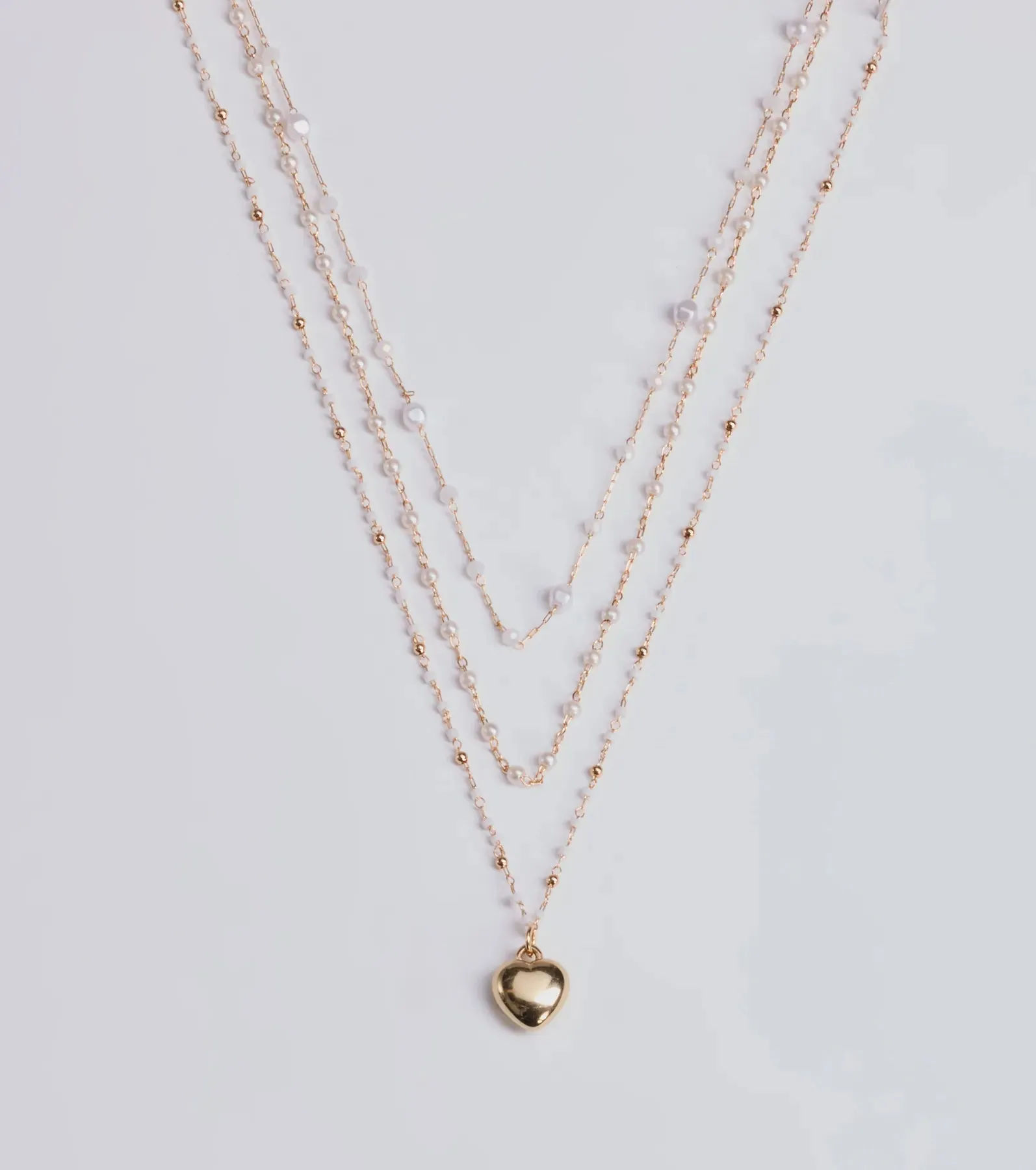 All My Heart Faux Pearl Lariat Pendant Necklace Set