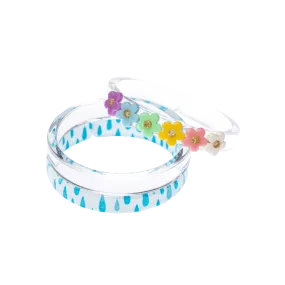 Bangle Set - Pastel Flowers & Raindrops