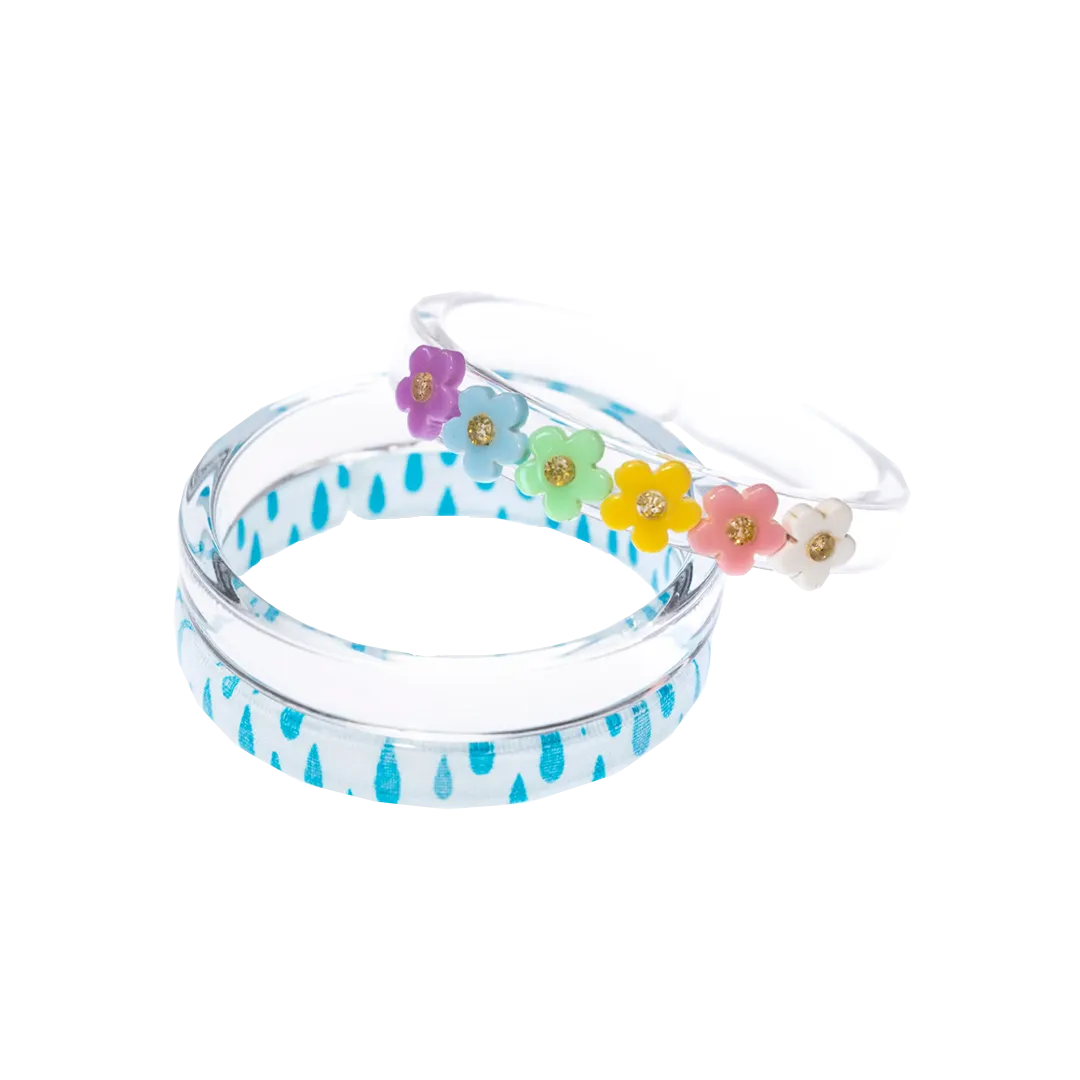 Bangle Set - Pastel Flowers & Raindrops