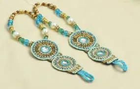 Beaded foot anklets turquoise beaded, accessory, sold by pair