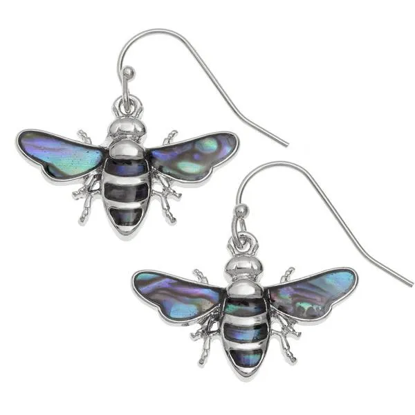 Bee Paua Shell Hook Earrings