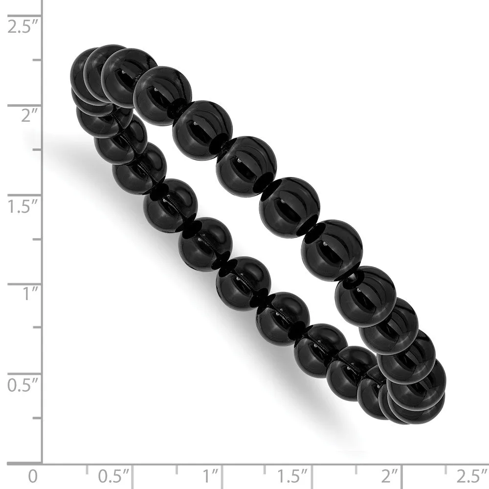Black Agate Beaded Stretch Bracelet