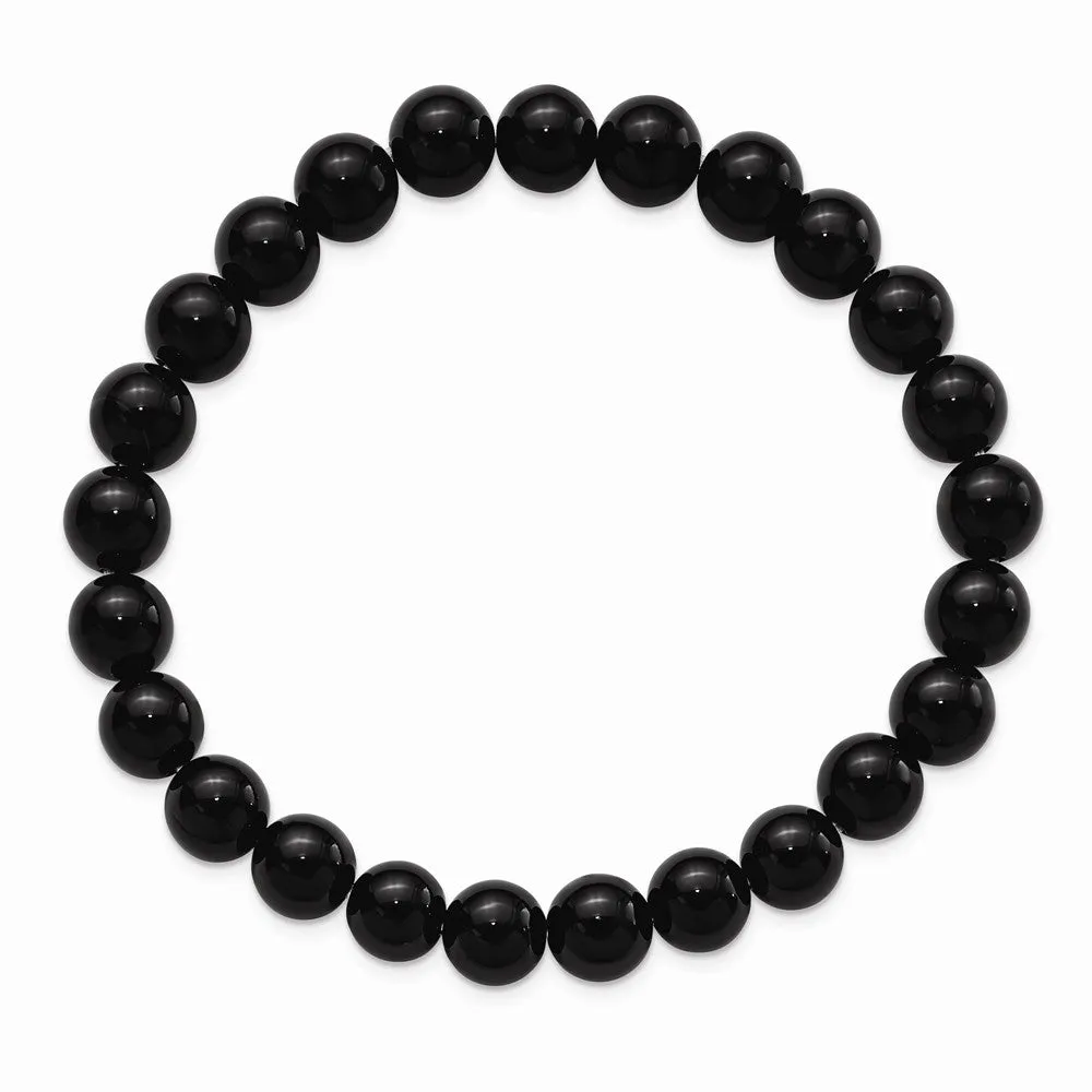 Black Agate Beaded Stretch Bracelet