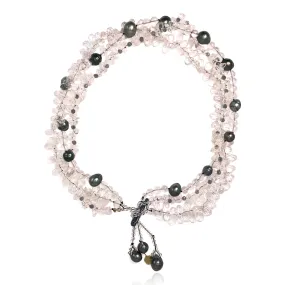 Black Tahitian Pearl & Rock Crystal 'Tsarina' Multistrand Choker Necklace