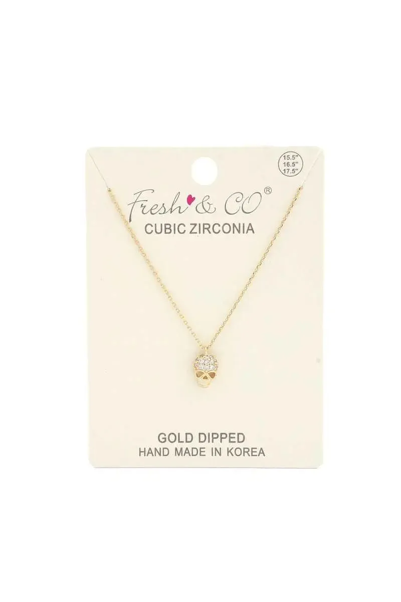 Blue Zone Planet |  Dainty Rhinestone Skull Necklace