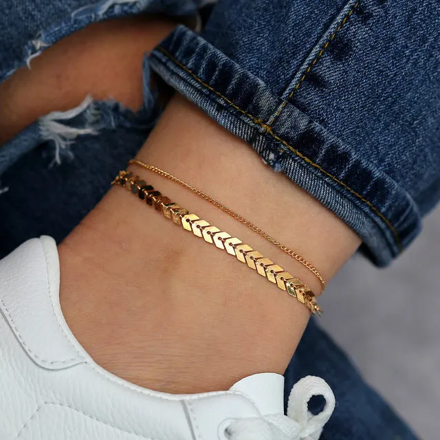 Bohemia Luminous Heart Pendant Anklets For Women