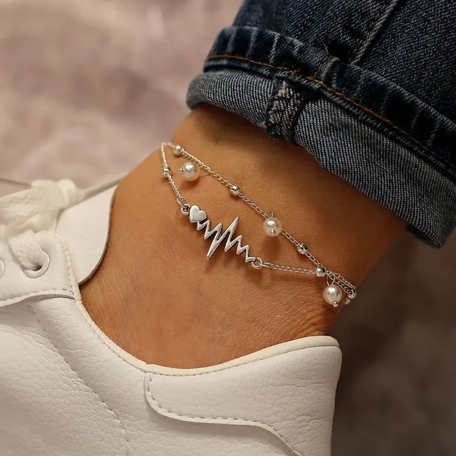 Bohemia Luminous Heart Pendant Anklets For Women