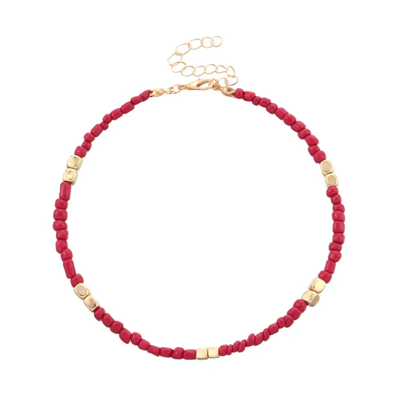 Bohemian Colorful Glass Beaded Anklet For Women
