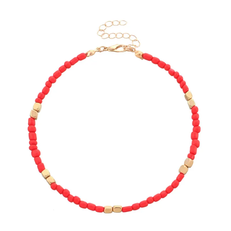 Bohemian Colorful Glass Beaded Anklet For Women