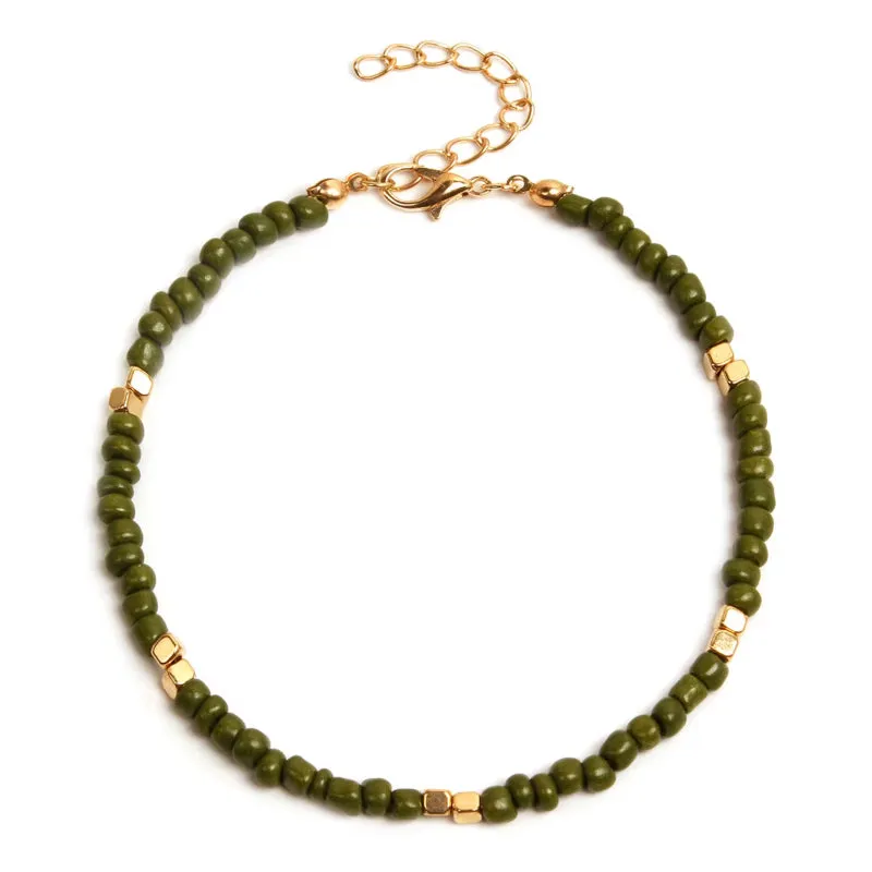 Bohemian Colorful Glass Beaded Anklet For Women