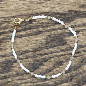 BP. Womens Set of 2 Star Bead Charm Anklet White / Gold One Size