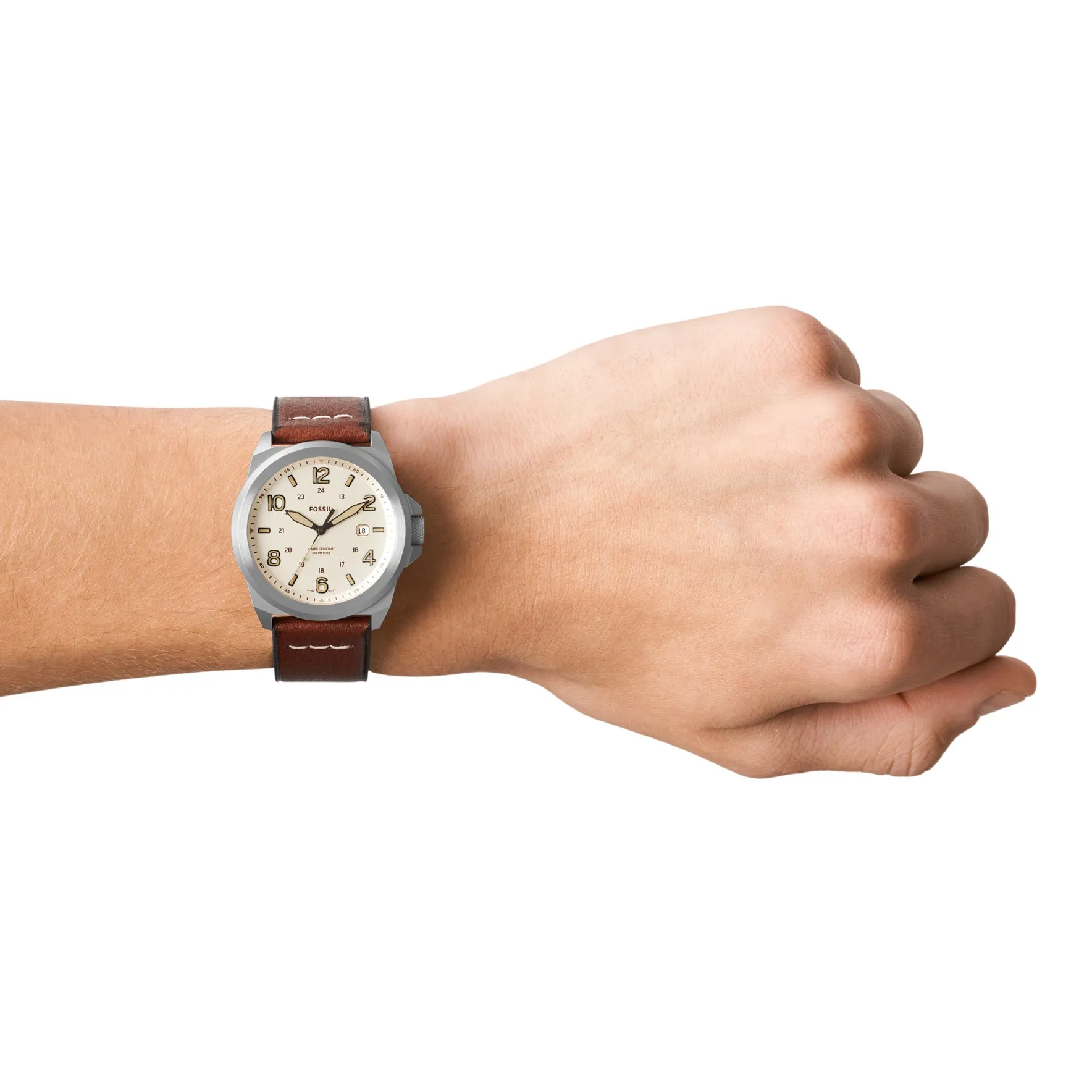 Bronson Three-Hand Date Medium Brown Leather Watch