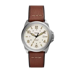 Bronson Three-Hand Date Medium Brown Leather Watch