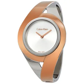 Calvin Klein Sensual Silver Dial Small Bangle Ladies Watch K8E2S1Z6