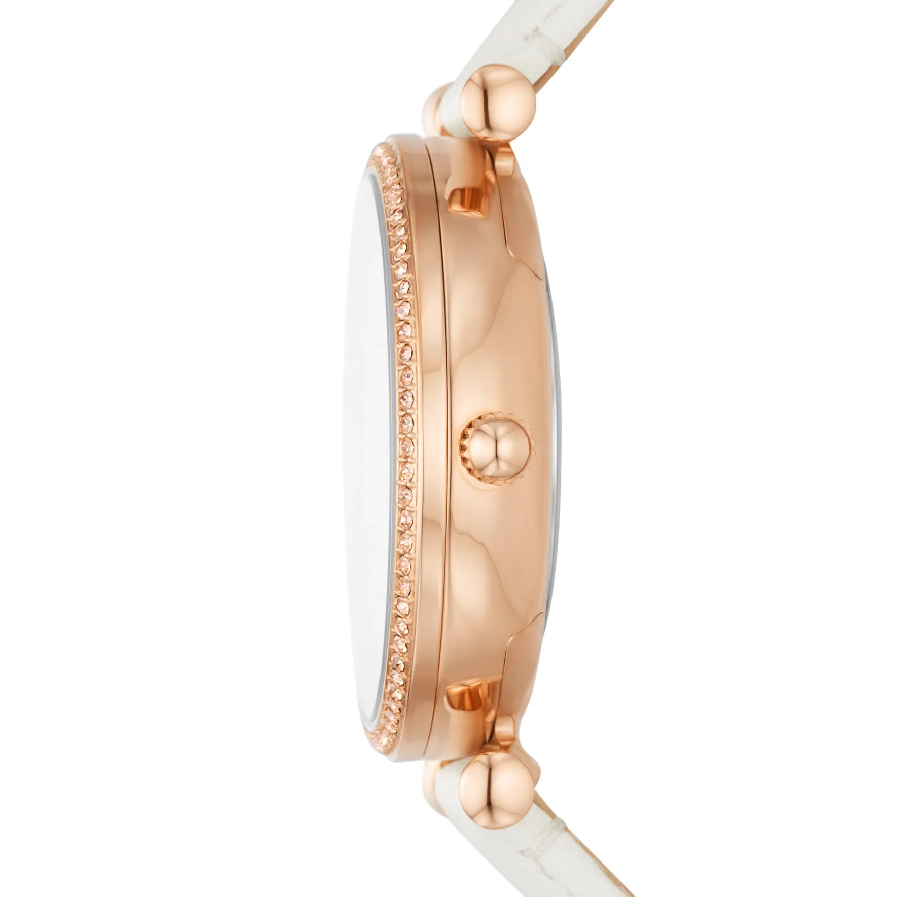 Carlie Two-Hand White Leather Watch