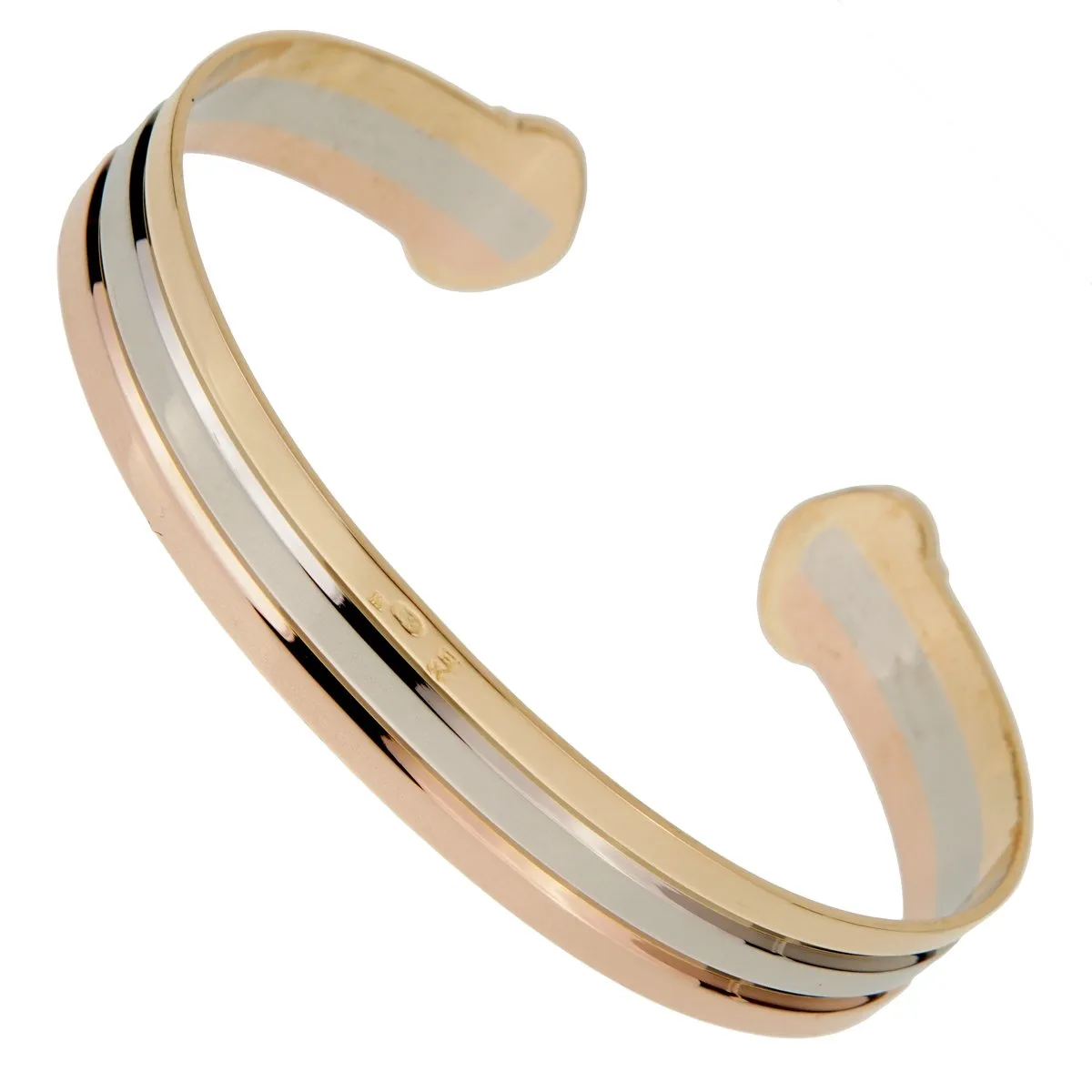Cartier C De Cartier White Yellow Rose Gold Cuff Bracelet