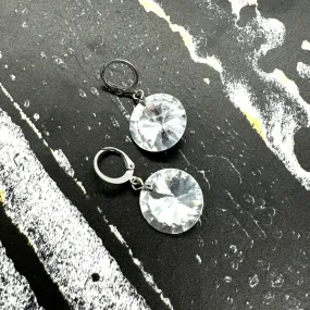 Clear Silver Shine On Rivoli Earrings