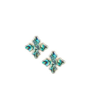 Cross Stud Earrings in Abalone Shell
