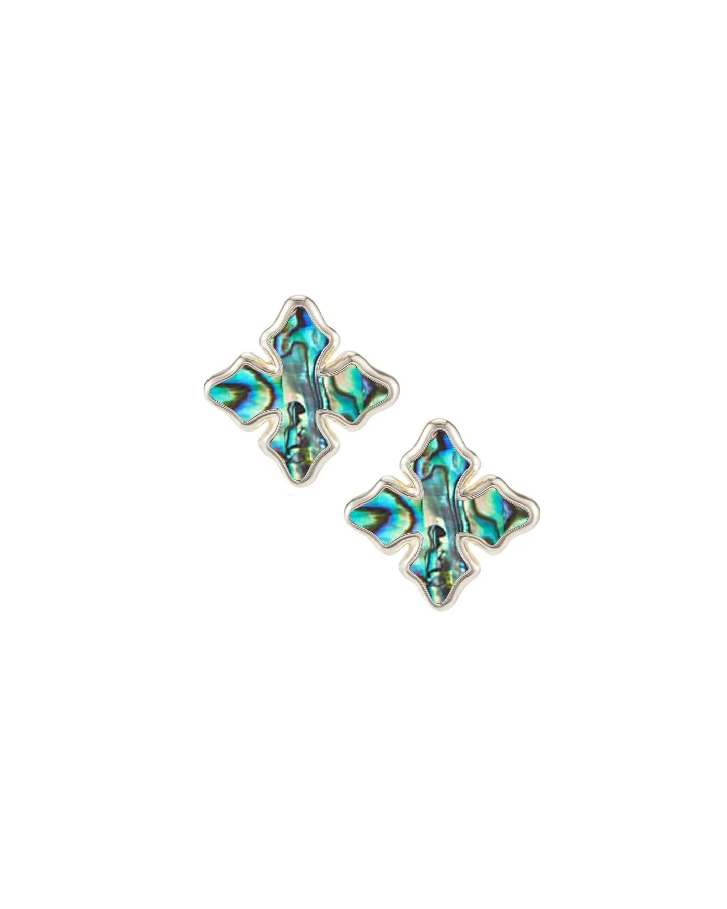 Cross Stud Earrings in Abalone Shell
