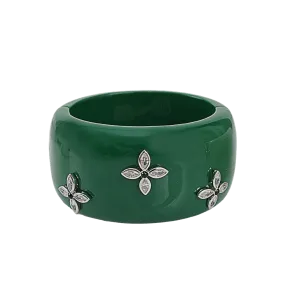 Cubic Zirconia Floral Resin Cuff