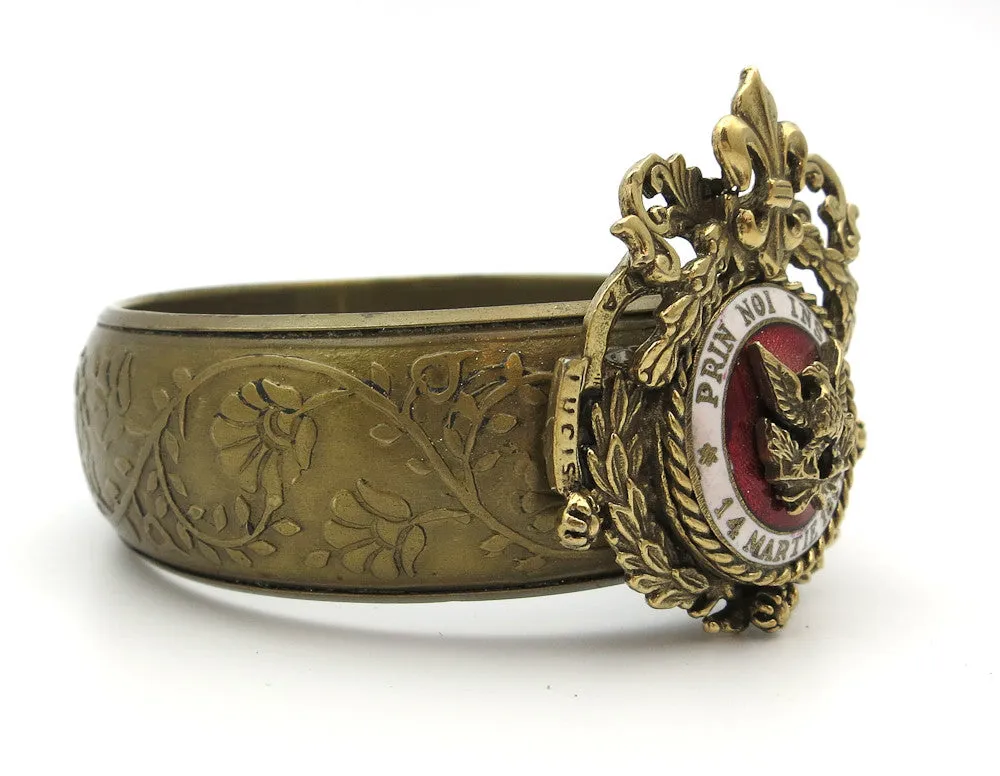 Cuff With Vintage Romanian Military Pin