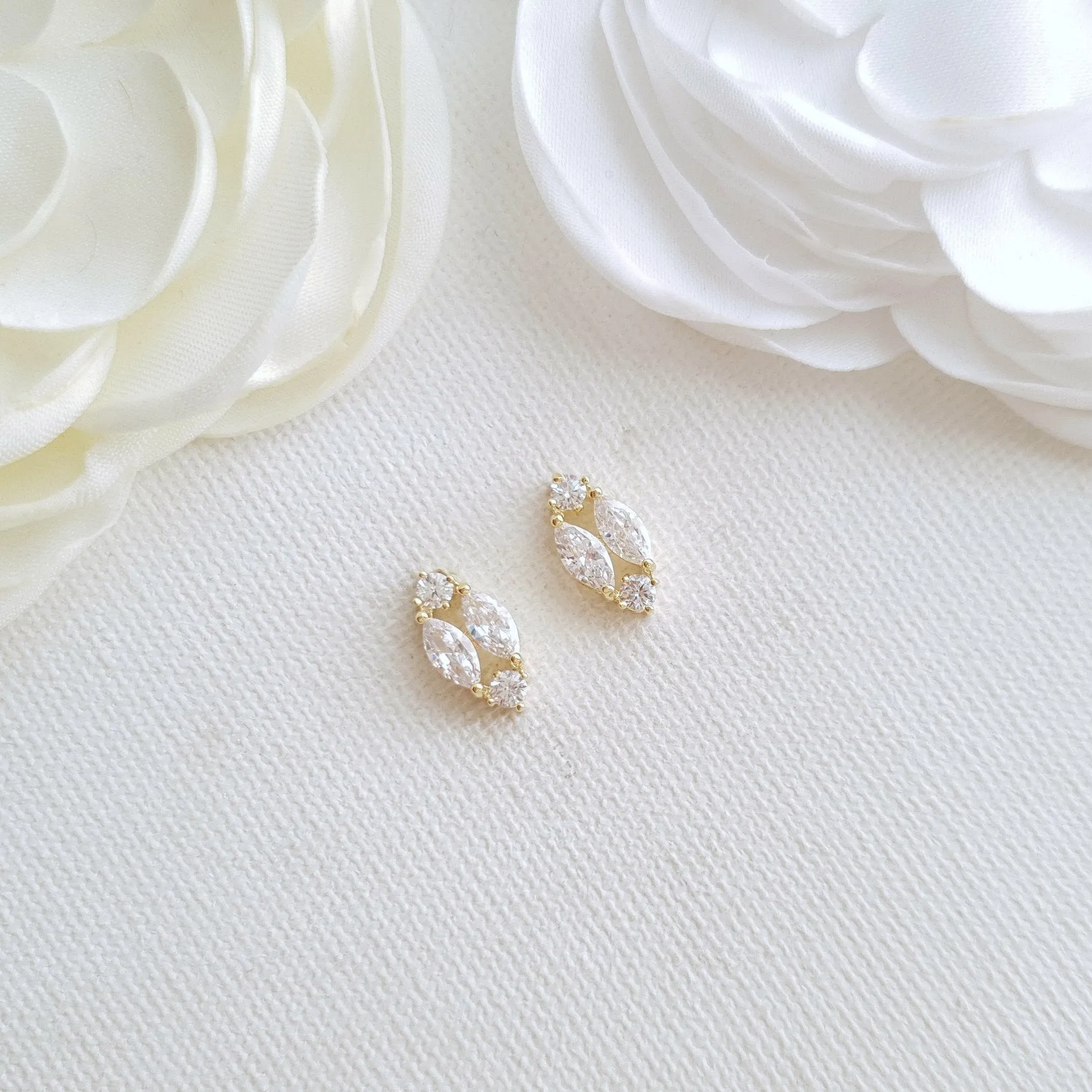 Cute Rose Gold Diamond Shaped Stud Earrings-Hayley