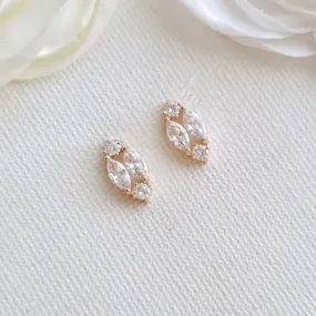 Cute Rose Gold Diamond Shaped Stud Earrings-Hayley