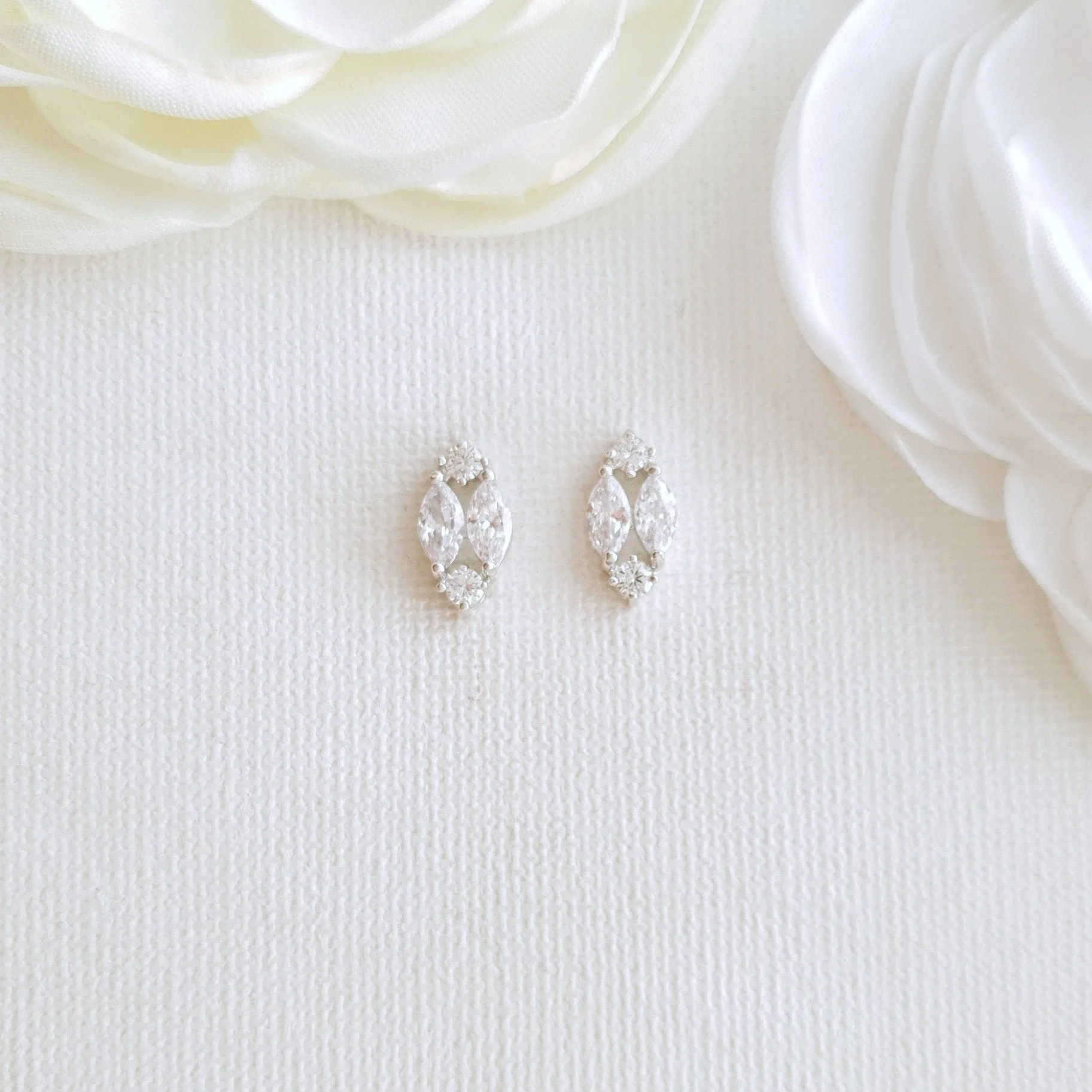 Cute Rose Gold Diamond Shaped Stud Earrings-Hayley